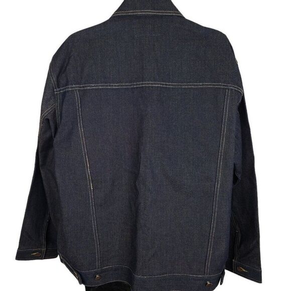 Vintage Barcode Jeans Denim Jacket Mens Size Large Blue 90s Y2K Oversized Street - Picture 3 of 6